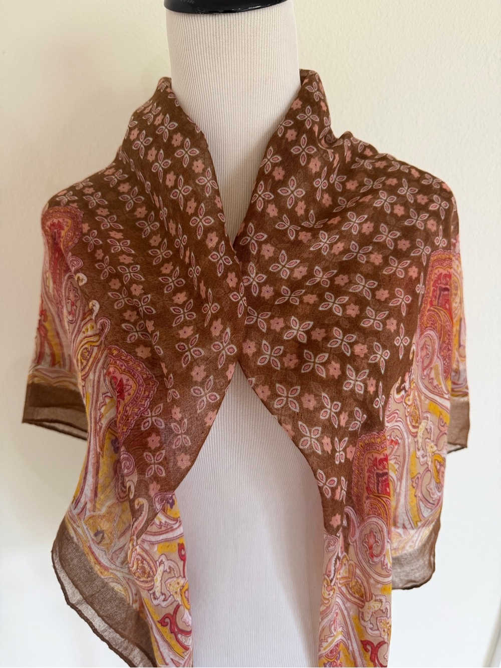Lightweight Brown Paisley Scarf Shawl
